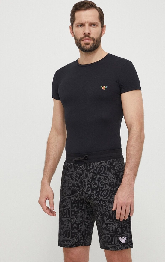 Czarny t-shirt Emporio Armani z nadrukiem w stylu casual