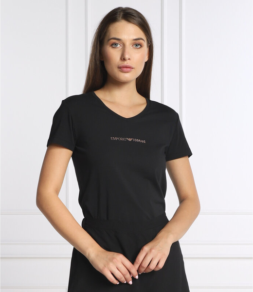 Czarny t-shirt Emporio Armani z okrągłym dekoltem