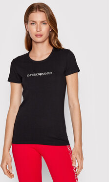 Czarny t-shirt Emporio Armani z okrągłym dekoltem z krótkim rękawem