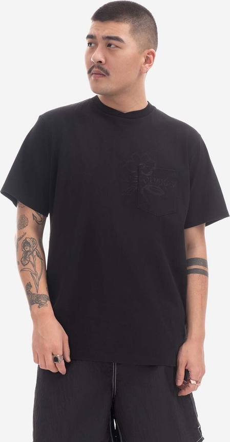 Czarny t-shirt Engineered Garments z krótkim rękawem z nadrukiem z bawełny