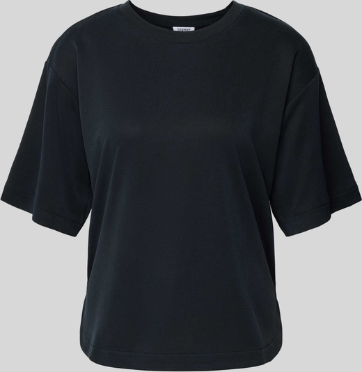 Czarny t-shirt Esprit z krótkim rękawem w stylu casual z okrągłym dekoltem