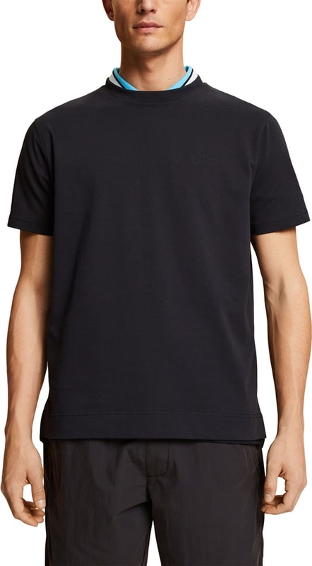 Czarny t-shirt Esprit z krótkim rękawem z bawełny