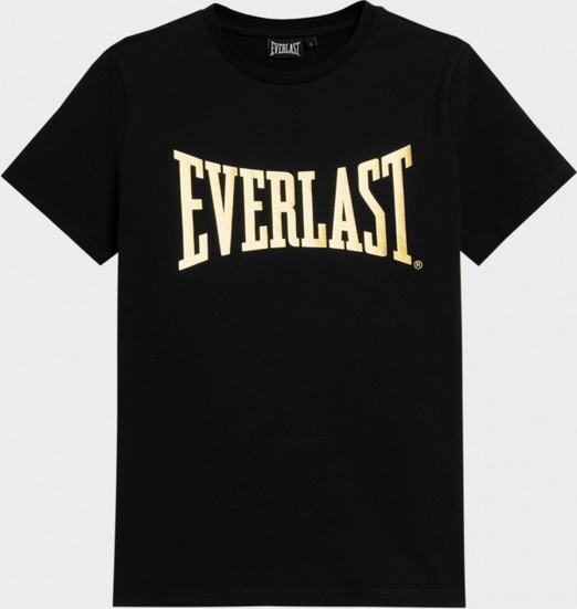 Czarny t-shirt Everlast w młodzieżowym stylu z okrągłym dekoltem z bawełny