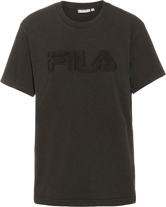 Czarny t-shirt Fila z okrągłym dekoltem w sportowym stylu z bawełny