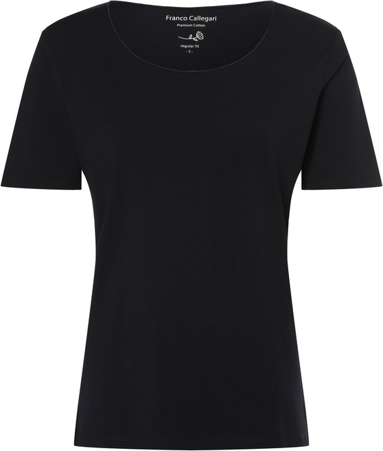 Czarny t-shirt Franco Callegari w stylu casual z okrągłym dekoltem