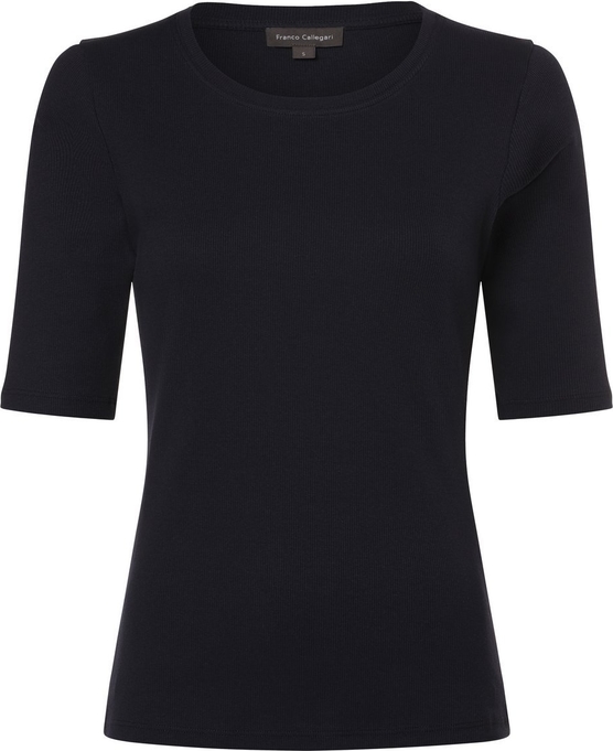 Czarny t-shirt Franco Callegari w stylu casual z okrągłym dekoltem z krótkim rękawem