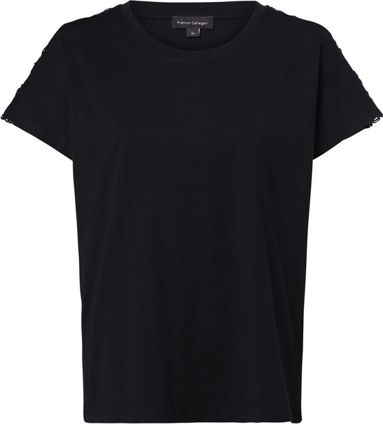 Czarny t-shirt Franco Callegari z okrągłym dekoltem z krótkim rękawem