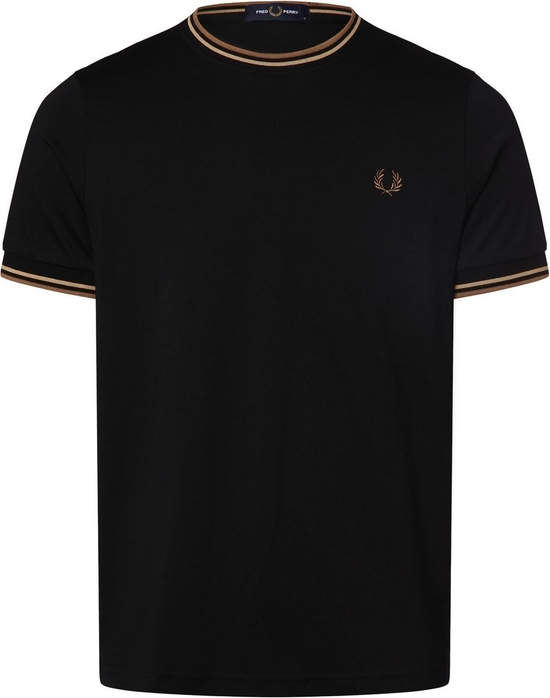 Czarny t-shirt Fred Perry z dżerseju z krótkim rękawem