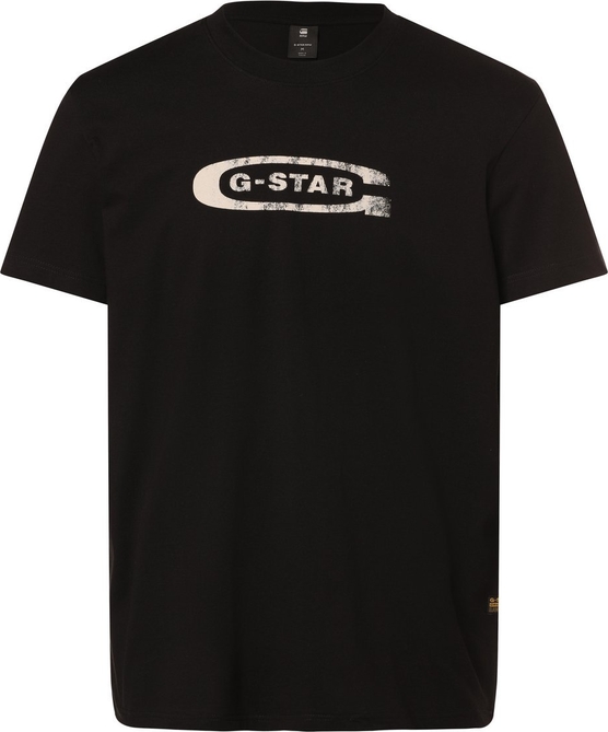 Czarny t-shirt G-Star Raw z krótkim rękawem z nadrukiem z bawełny
