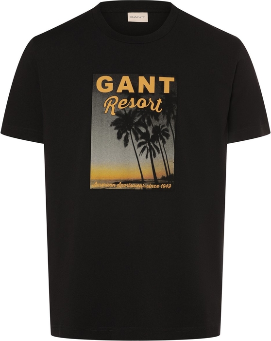 Czarny t-shirt Gant w młodzieżowym stylu z nadrukiem