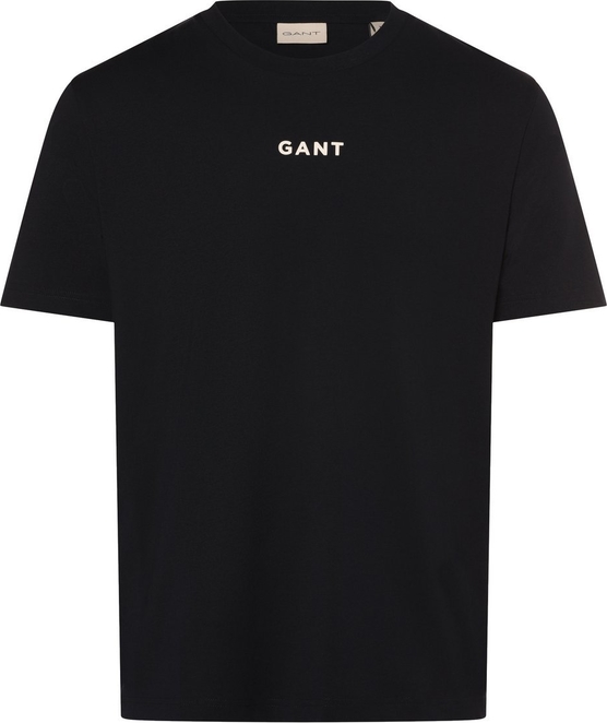 Czarny t-shirt Gant z bawełny z krótkim rękawem