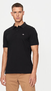 Czarny t-shirt Gant z krótkim rękawem w stylu casual