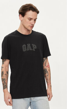 Czarny t-shirt Gap w młodzieżowym stylu z krótkim rękawem