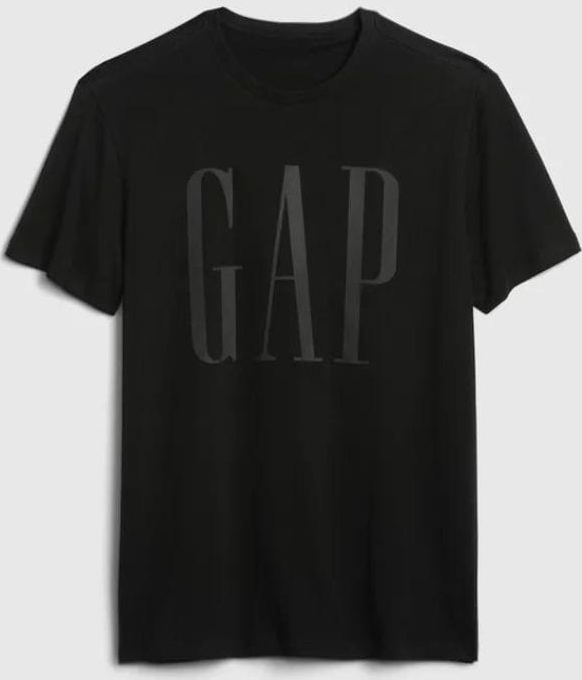 Czarny t-shirt Gap z krótkim rękawem z nadrukiem w młodzieżowym stylu