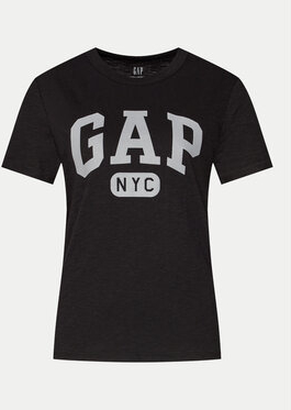 Czarny t-shirt Gap z krótkim rękawem z okrągłym dekoltem