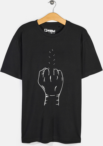 Czarny t-shirt Gate w młodzieżowym stylu z krótkim rękawem
