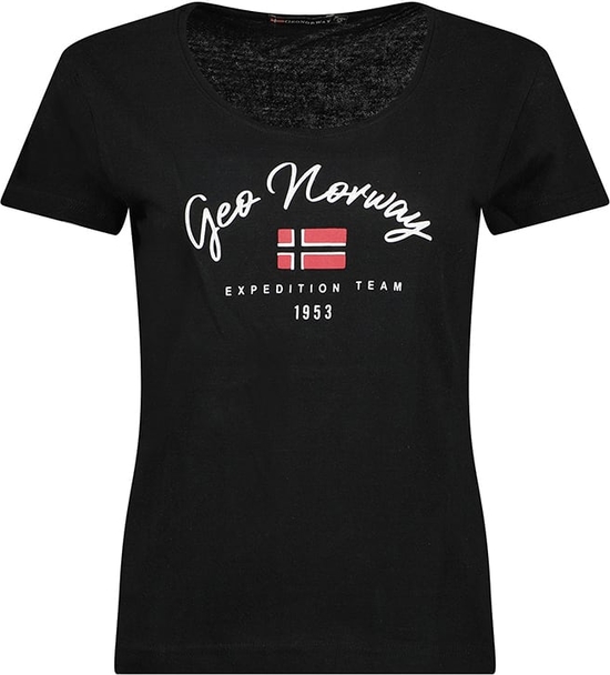 Czarny t-shirt Geographical Norway w młodzieżowym stylu z bawełny