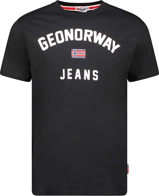 Czarny t-shirt Geographical Norway w sportowym stylu z krótkim rękawem z bawełny