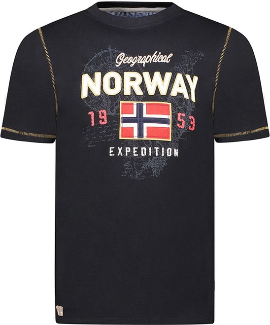 Czarny t-shirt Geographical Norway z bawełny w młodzieżowym stylu