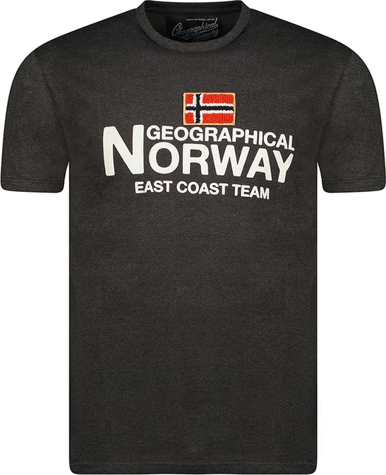 Czarny t-shirt Geographical Norway z krótkim rękawem z bawełny w młodzieżowym stylu
