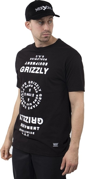 Czarny t-shirt Grizzly w młodzieżowym stylu z bawełny