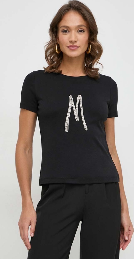 Czarny t-shirt Guess by Marciano w młodzieżowym stylu z bawełny z okrągłym dekoltem