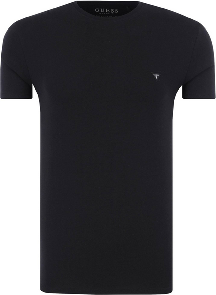 Czarny t-shirt Guess w stylu casual z krótkim rękawem z bawełny
