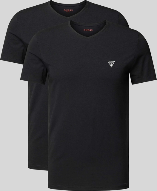 Czarny t-shirt Guess z bawełny z krótkim rękawem