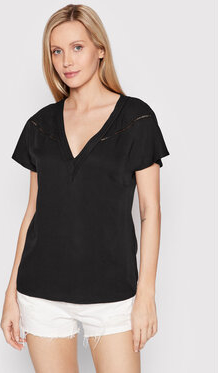 Czarny t-shirt Guess z dekoltem w kształcie litery v w stylu casual