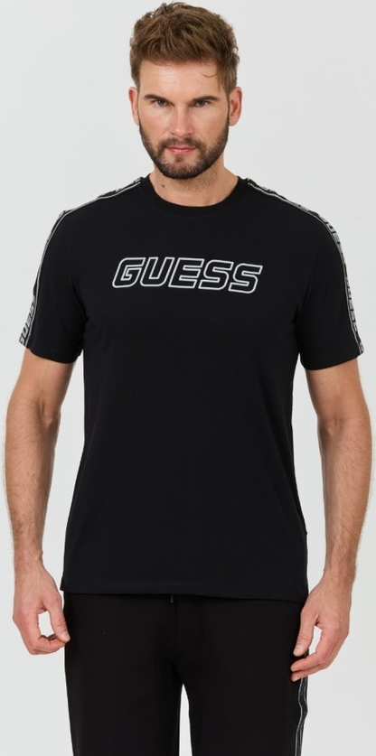 Czarny t-shirt Guess z krótkim rękawem