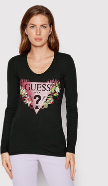 Czarny t-shirt Guess z okrągłym dekoltem