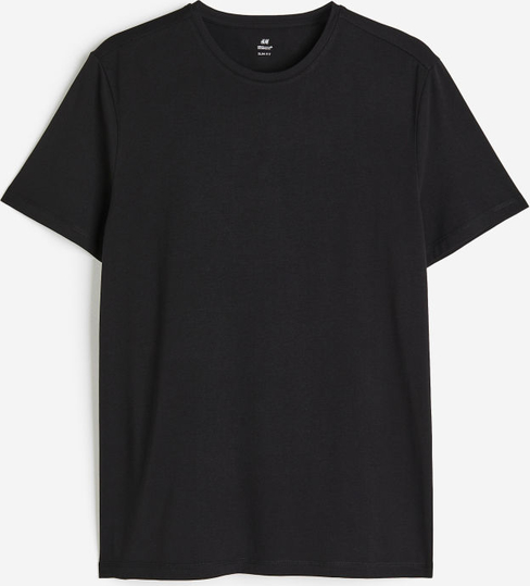 Czarny t-shirt H & M w stylu casual z dżerseju