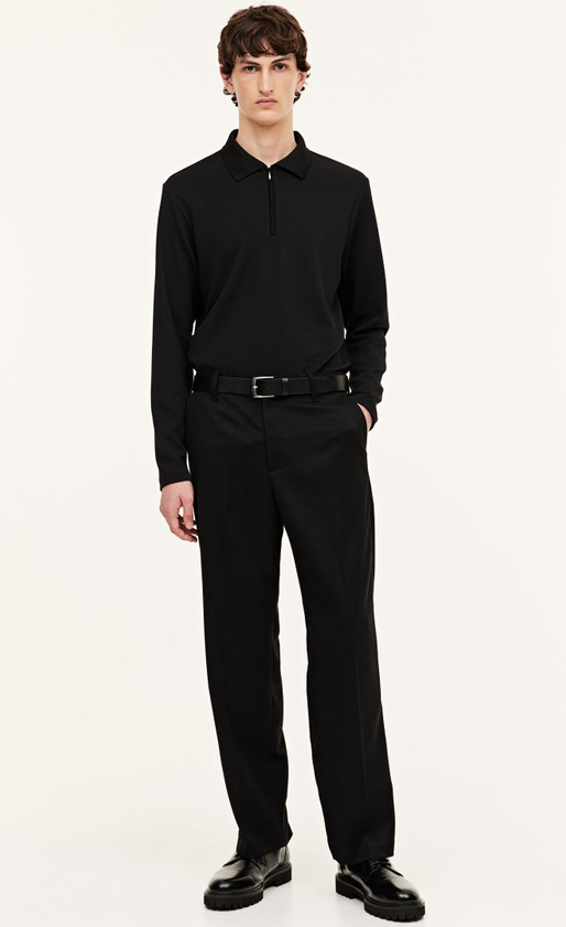 Czarny t-shirt H & M w stylu casual z tkaniny