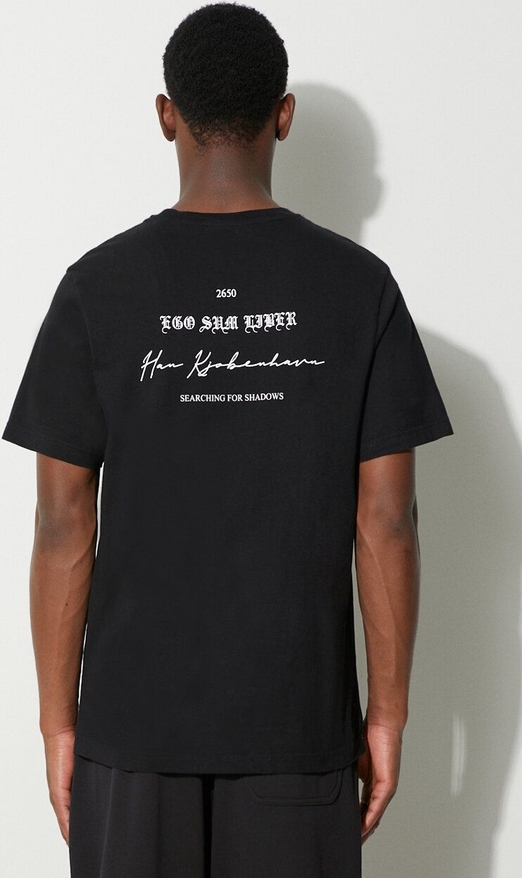 Czarny t-shirt Han Kjøbenhavn w młodzieżowym stylu z bawełny