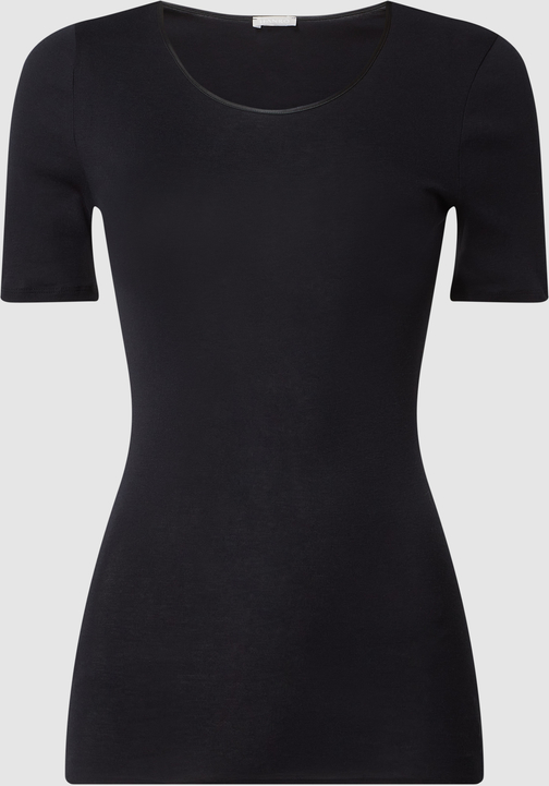 Czarny t-shirt Hanro z bawełny