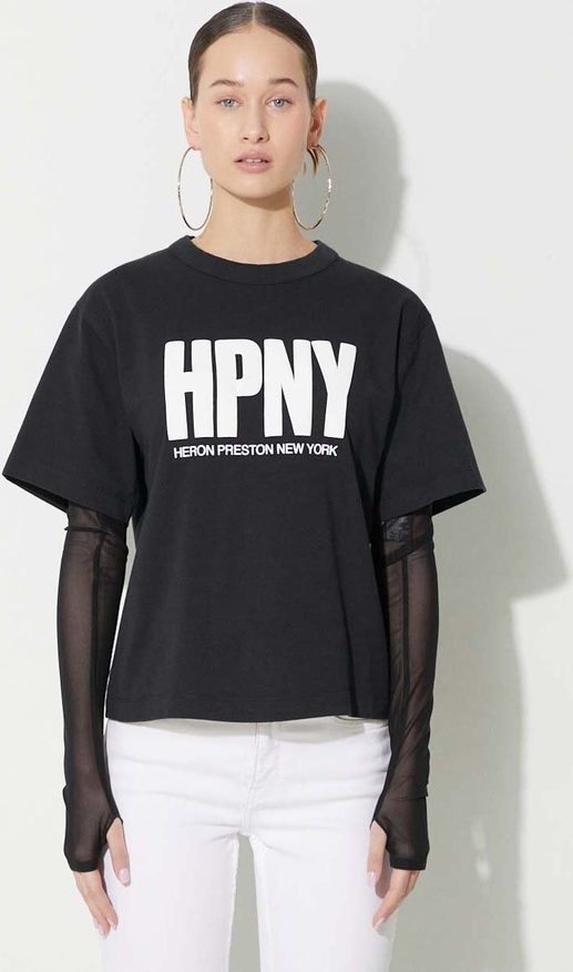 Czarny t-shirt Heron Preston w młodzieżowym stylu z krótkim rękawem z bawełny