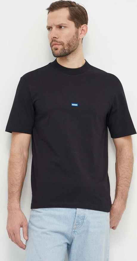Czarny t-shirt Hugo Blue z bawełny