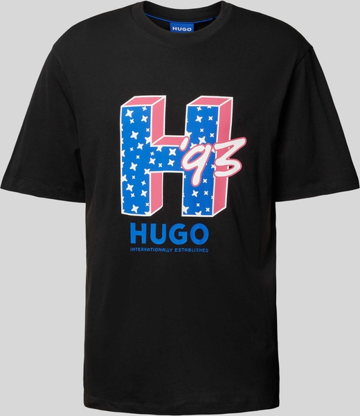 Czarny t-shirt Hugo Blue z krótkim rękawem