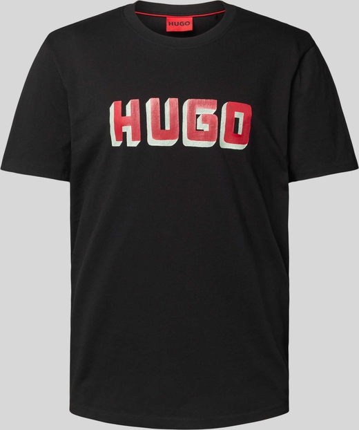 Czarny t-shirt Hugo Boss w młodzieżowym stylu z krótkim rękawem z bawełny