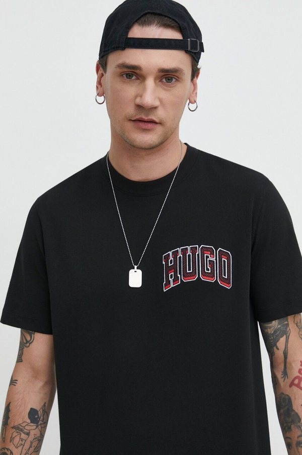 Czarny t-shirt Hugo Boss z bawełny