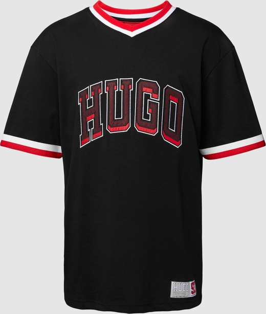 Czarny t-shirt Hugo Boss z bawełny w młodzieżowym stylu