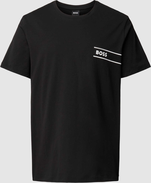 Czarny t-shirt Hugo Boss z bawełny w stylu casual z krótkim rękawem