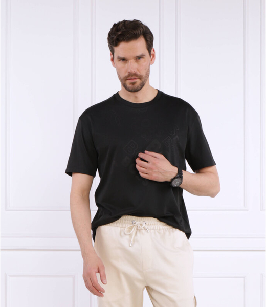 Czarny t-shirt Hugo Boss z bawełny z krótkim rękawem w stylu casual