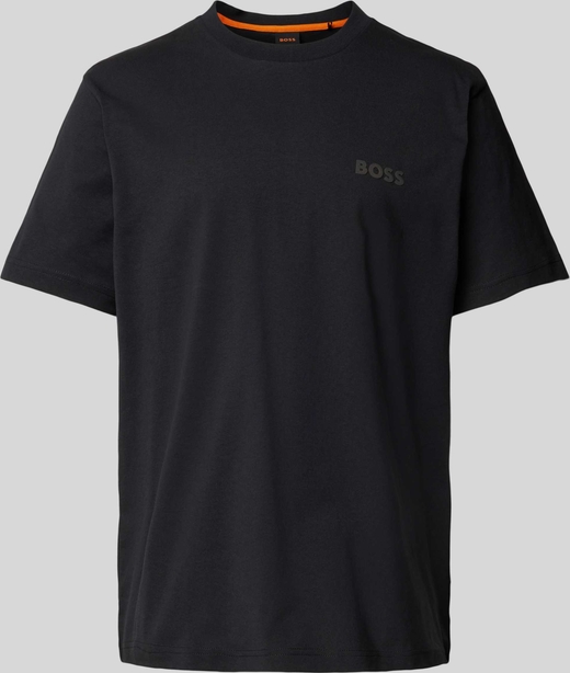 Czarny t-shirt Hugo Boss z bawełny z nadrukiem w stylu casual