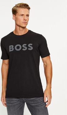 Czarny t-shirt Hugo Boss z dżerseju w młodzieżowym stylu z krótkim rękawem