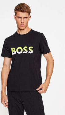 Czarny t-shirt Hugo Boss z krótkim rękawem w młodzieżowym stylu