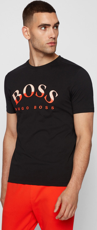 Czarny t-shirt Hugo Boss z krótkim rękawem w młodzieżowym stylu