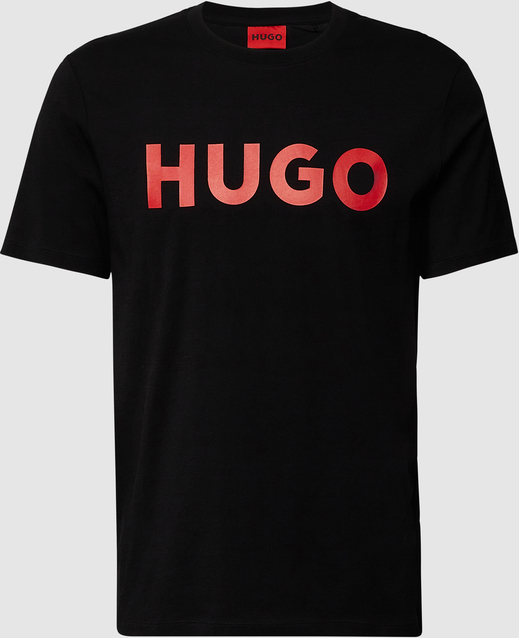 Czarny t-shirt Hugo Boss z krótkim rękawem w młodzieżowym stylu z bawełny