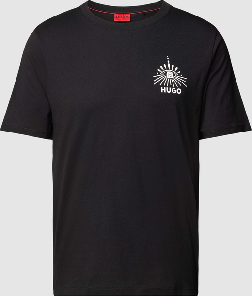 Czarny t-shirt Hugo Boss z krótkim rękawem z bawełny w młodzieżowym stylu