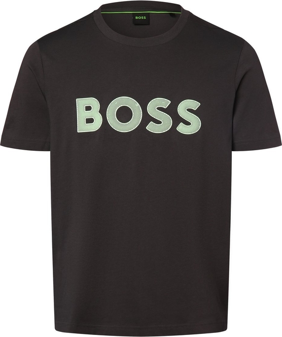 Czarny t-shirt Hugo Boss z krótkim rękawem z nadrukiem